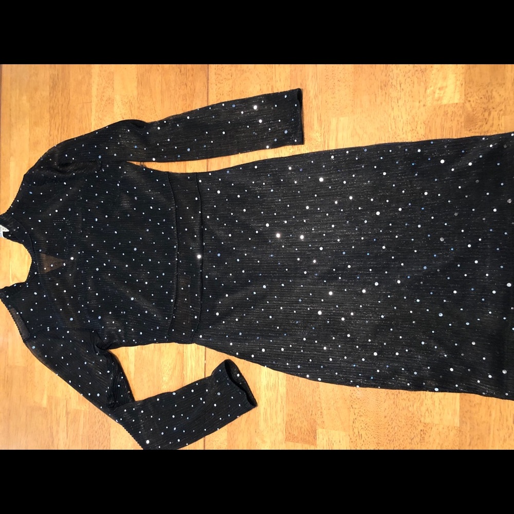 Black sequins see through dress